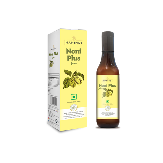 Manindi Noni Plus Juice | Garcinia, Aloe Vera, Amla, Ashwagandha & Pomegranate | Good for Diabetic Care, Weight Management, Digestive & Skin Health | Boosts Energy – 500 ML