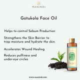 Manindi  Gotukola Face Oil - Boosts Collagen | Improves Skin Elasticity | Fights Wrinkles | Quick Absorbing | Anti Acne, Anti Aging - No Parabens ,Silicones & Mineral Oil - 200 ml
