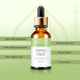 Manindi  Peppermint Essential Oil Best For Hair, Dandruff, Skin, Face, Cold, Congestion, Steam & Diffuser